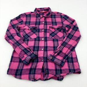 12-13-years Primark Navy & Pink Checked Long Sleeve Top