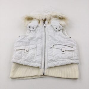 12-13-years - White Fluffy Hooded Gilet