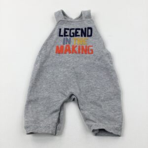 0-3-months Primark 'Legend In The Making' Grey Jersey Dungarees