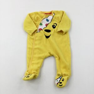 0-3-months George Children In Need Pudsey Bear Appliqued Yellow Fleece Babygrow