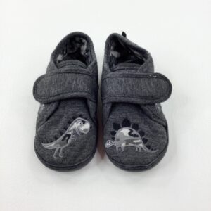 2-3-years Next Dinosaurs Appliqued Charcoal Grey Slippers - Size 8 (slight bobbling)