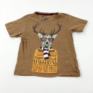 2-3-years TU 'Super Cool' Stag Tan Striped T-Shirt