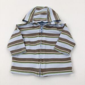 3-6-months Cherokee Striped Light Blue Zip Through Hoodie