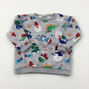 18-24-months TU 'Ho Ho Ho' Robots & Santa Grey Sweatshirt