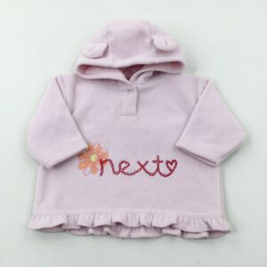 0-3-months Next Flower Appliqued Pink Fleece Hoodie