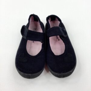 2-3-years Walkrite Hearts Embroidered Black Plimsolls - Size 8