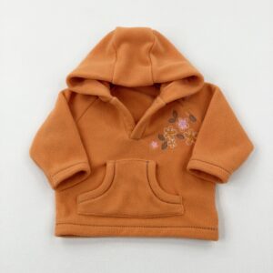 3-6-months Mothercare Flowers Embroidered Orange Fleece Hoodie