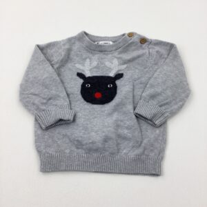 6-9-months Very Reindeer Sparkly Grey Knitted Jumper