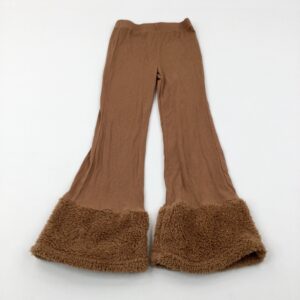 7-8-years Shein - Textured Brown Fluffy Trim Leggings