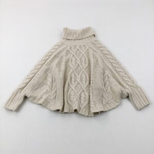 7-8-years F&F Patterned Cream Poncho Style Knitted Jumper With Sleeves