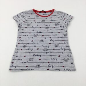 9-10-years George 'Happy' Bull Dog Hearts Grey T-Shirt