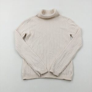 10-11-years George Textured Cream Knitted Roll Neck Jumper