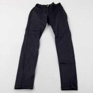 11-12-years F&F Sparkly Black Leather Effect Trousers - Adjustable Waist