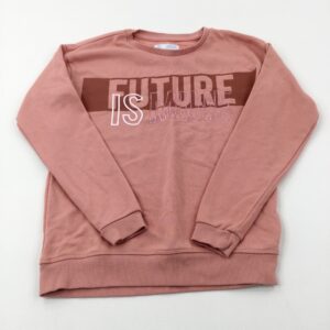 12-13-years Primark 'Future Is Mine' Glittery Coral Pink Sweatshirt