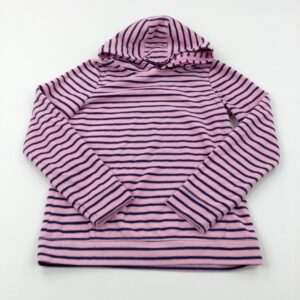 12-13-years George Pink & Navy Striped Fleece Hoodie