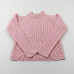 12-13-years New Look Textured Pink Cold Shoulder Knitted Jumper