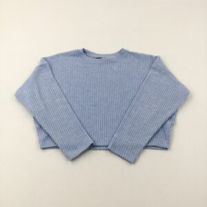 12-13-years Matalan Textured Light Blue Cropped Knitted Jumper
