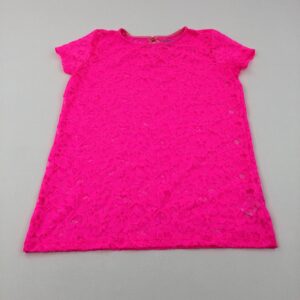 13-14-years F&F Flowers Lace Effect Neon Pink Top