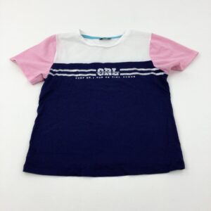 13-14-years - 'Girl Power' Navy & Pink T-Shirt With Mesh Design