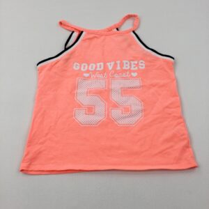 13-14-years F&F 'Good Vibes' Hearts Neon Pink Cropped Vest Top