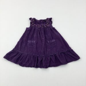 18-24-months George Flowers Embroidered Purple Cord Dress