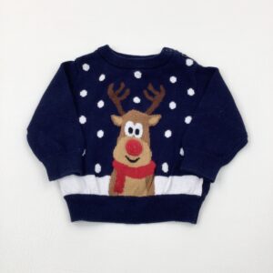 0-3-months Primark Rudolph Navy Knitted Christmas Jumper