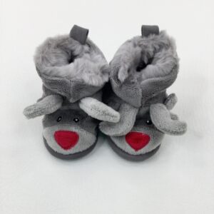 0-3-months Next Rudolph Grey Fluffy Christmas Baby Booties