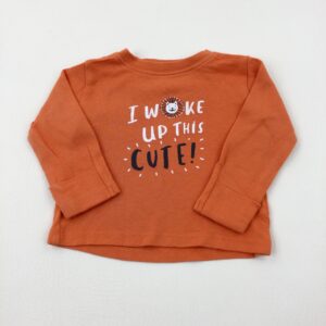 0-3-months George 'I Wake Up This Cute!' Lion Orange Long Sleeve Top