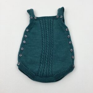 0-3-months - Teal Knitted Dungaree Romper