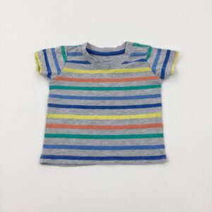 0-3-months Primark Colourful Striped Grey T-Shirt