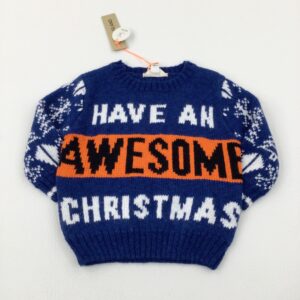 3-6-months River Island 'Have An Awesome Christmas' Snowflakes Navy Knitted Christmas Jumper - Brand New With Tags