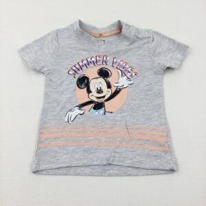 3-6-months Primark 'Summer Vibes' Mickey Mouse Grey T-Shirt