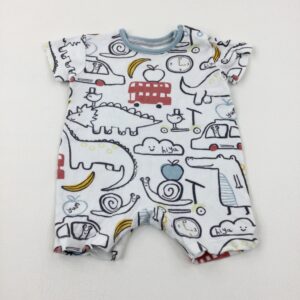 3-6-months George 'Hi Ya' Dinosaurs & Snails White Romper