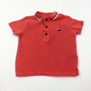 3-6-months Boat Embroidered Motif Red Polo Shirt