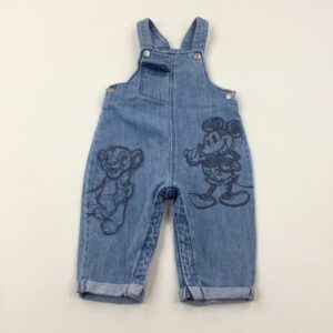 6-9-months Primark Mickey Mouse & The Lion King's Simba Mid Blue Denim Dungarees