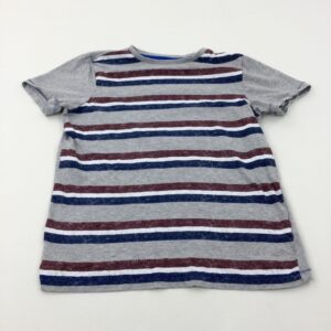 9-10-years F&F Burgundy & Navy Striped T-Shirt