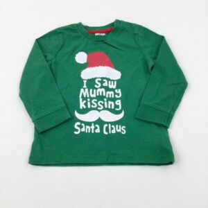 9-12-months F&F 'I Saw Mummy...' Green Long Sleeve Christmas Top