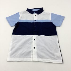 10-11-years Peacocks Navy & White Short Sleeve Shirt
