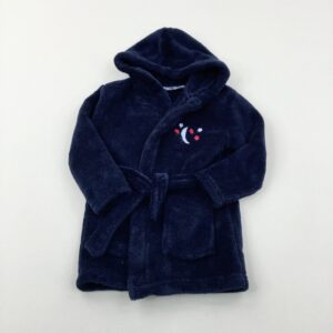 12-18-months Primark Moon & Stars Embroidered Navy Fluffy Dressing Gown
