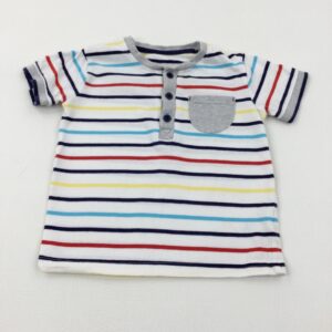 12-18-months George Colourful Striped White Cotton T-Shirt