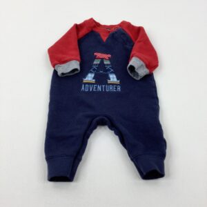 newborn-1st-size-up-to-1-month Mothercare 'Adventurer' Appliqued Navy & Red Romper