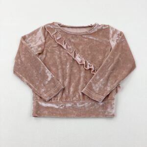 2-3-years Frill Dusky Pink Velour Jumper