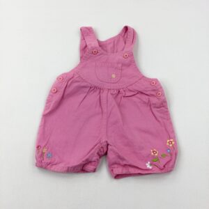 3-6-months F&F Flowers Embroidered Pink Short Dungarees