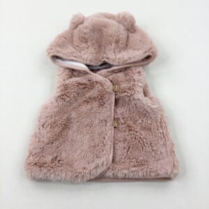3-6-months Dusky Pink Fluffy Hooded Gilet