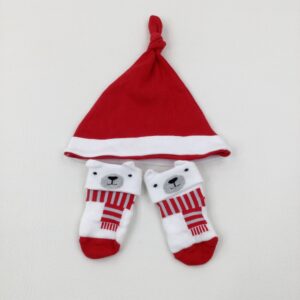 6-9-months - Polar Bears White Christmas Hat & Socks Set