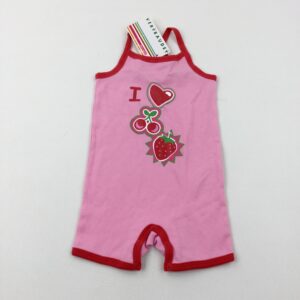 18-24-months Vertbaudet Cherries & Strawberry Pink Jersey Romper - Brand New With Tags