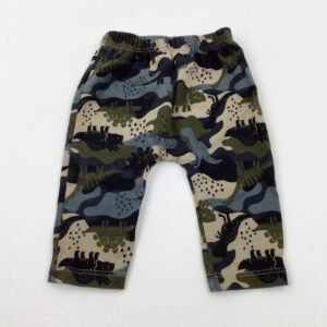 0-3-months F&F Dinosaurs Khaki Camouflage Jersey Trousers