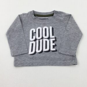 0-3-months Primark 'Cool Dude' Grey Long Sleeve Top