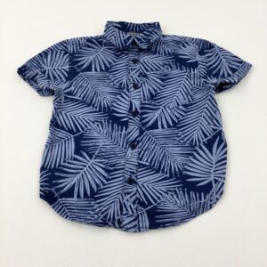 2-3-years Primark Tropical Leaves Navy Short Sleeve Shirt