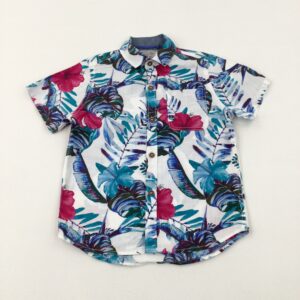 2-3-years Next Flowers Pink & Blue Cotton Shirt